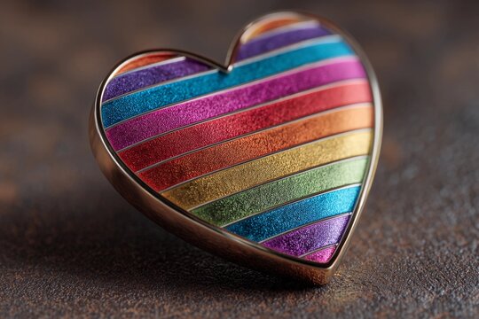 Heart-shaped Badge Adorned With Vibrant Rainbow Stripes Symbolizes Love and Pride Generative AI - Powered by Adobe