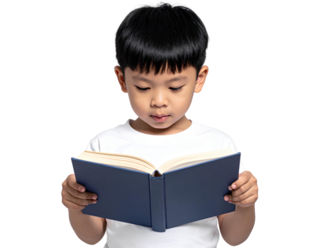 Firefly_Boy child reading, book, education, icon, isolated, white, transparent, vector, eps,