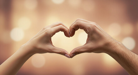 Obraz premium Hands Forming Heart Shape - Symbol of Love, Care, and Romance