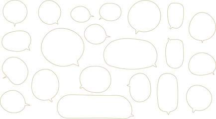 The bubbles are drawn in a hand-drawn or casual vector style, showcasing a wide variety of shapes and sizes.　Orange color.