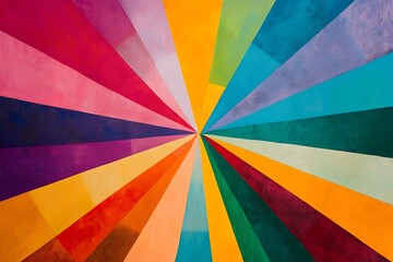 Vibrant colorful radial burst of abstract geometric shapes and swirls