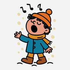 Fototapeta premium Funny doodle child in Christmas hat