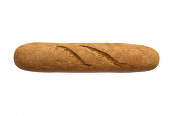 Rustic whole wheat brown bread loaf, freshly baked, delicious and nutritious food on transparent background