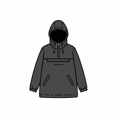 Flat Illustration Anorak Style Waterproof Windbreaker Pullover Jacket Clothing