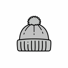 Simple Line Drawing Winter Hat with Pom Pom Apparel Illustration