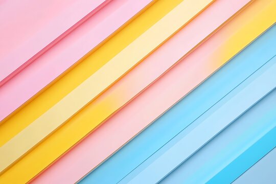 Soft pastel diagonal stripes of pink yellow and blue create a gentle abstract background