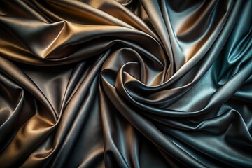 Elegant flowing silk fabric with a beautiful golden and turquoise sheen