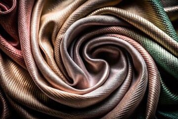 Elegant Swirl of Silk Fabric with Muted Earth Tones and Texture