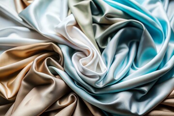 Elegant swirls of silk fabric in soft pastel colors