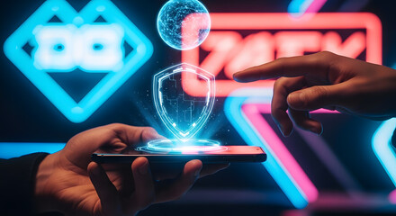 Digital Security Shield: Mobile Protection with Hologram Interface