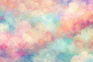 Pastel Colored Clouds Watercolor Sky Abstract Background for Creative Design