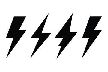 lightning bolt icons vector set, electric energy symbol, thunderbolt icon