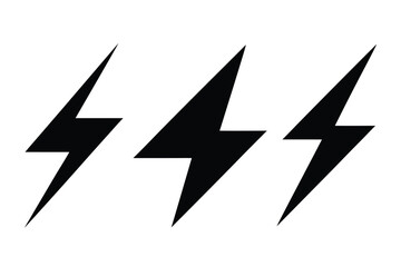 lightning bolt icons vector set, electric energy symbol, thunderbolt icon