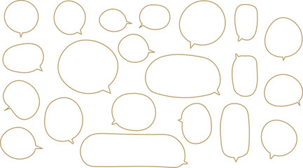 The bubbles are drawn in a hand-drawn or casual vector style, showcasing a wide variety of shapes and sizes.　Orange color.