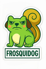 Naklejka premium Frosquidog in Bubble Bath — Relaxing Hybrid Creature Illustration