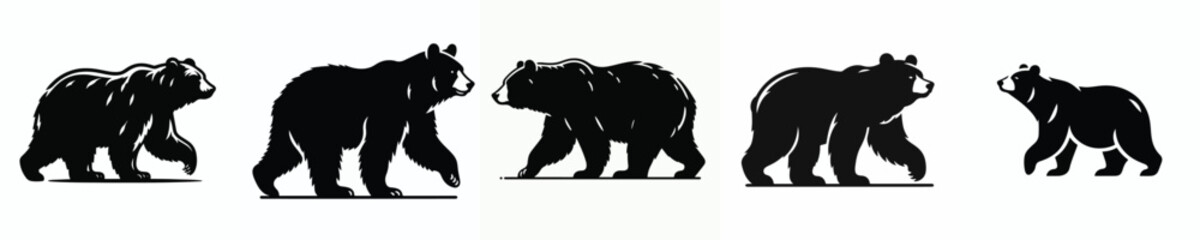 vector black and white silhouette of a bear