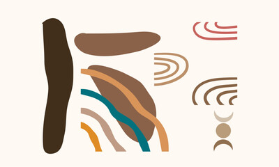 Fototapeta premium Abstract art composition with earthy tones and minimalist geometric shapes creating serene balance