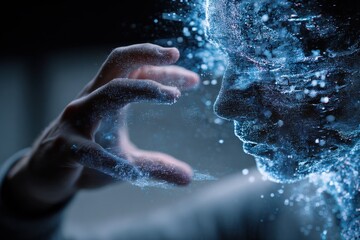 Person Using Holographic Data Interface