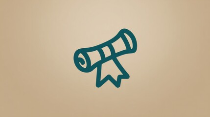 A scroll tied with a ribbon represents accomplishment, often associated with education or professional milestones, set against a simple beige background.