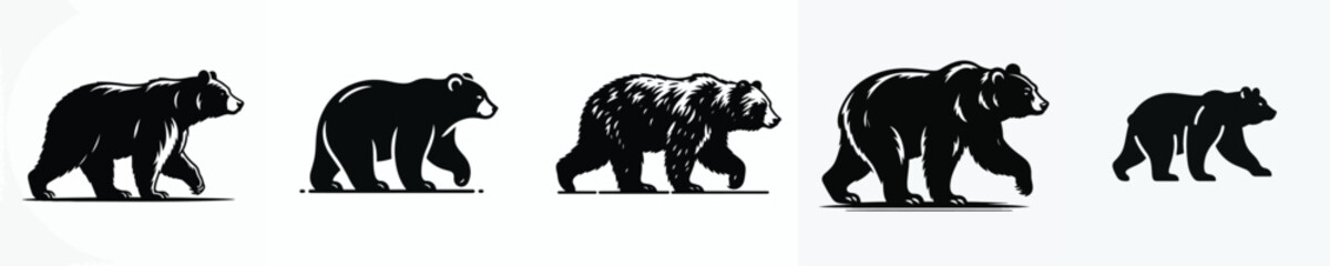 vector black and white silhouette of a bear