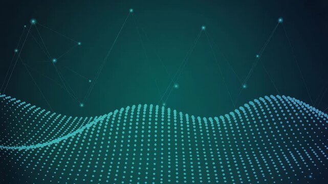 Digital Data Waves: A mesmerizing digital landscape, a wave of interconnected data points undulate gently, evoking the complex beauty of modern data and technological networks.