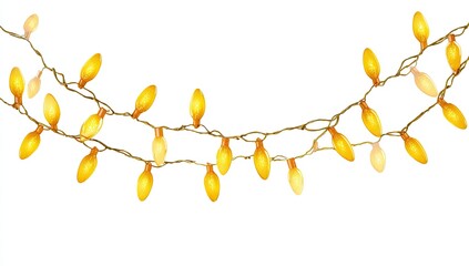 Warm yellow string lights curve gently
