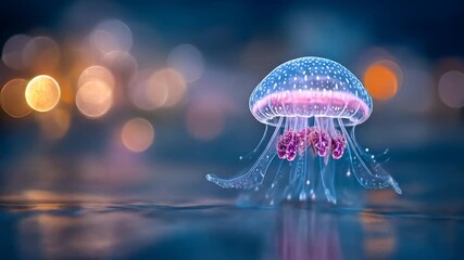 Luminous jellyfish illuminated against a bokeh background in a conceptual image