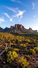Desert mountain vista at golden hour