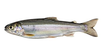 Isolated Rainbow Trout, freshwater fish of the Salmonidae family, side view in close up shot