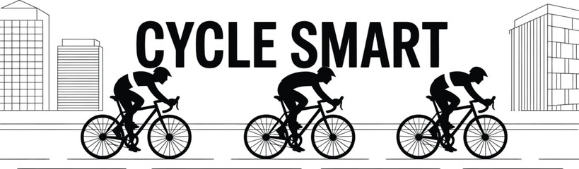Obraz premium Cycle Smart Illustration Cyclists Silhouette Cycling Activity Sport Style
