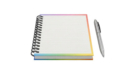 Isolated notebook with spiral binding and a pen ready for writing notes or a to-do list