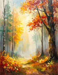 Autumn forest path in soft light (1)