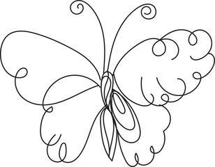 Whimsical hand-drawn butterfly line art delicate sketch for nature designs