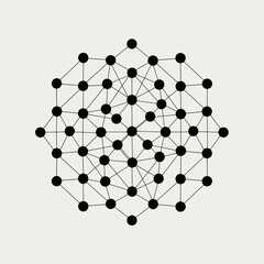 Scalable vector illustration of interconnected nodes forming a complex geometric network pattern silhouette