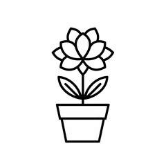 Scalable vector illustration of a blooming flower in a pot perfect for decorative and design projects silhouette