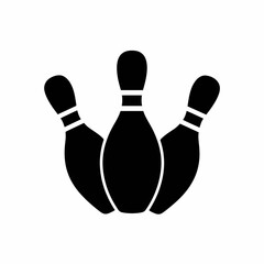 Three bowling pins vector illustration scalable black and white icon for games and sports graphics silhouette
