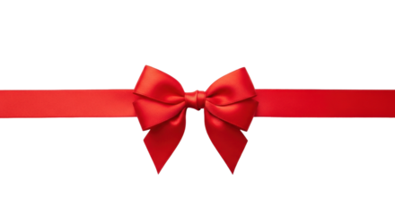 Isolated red gift ribbon with bow, festive decoration, anniversary celebration design element