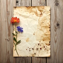 Aged paper with flowers