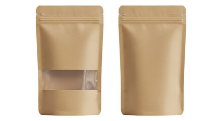 Isolated pouch bag mockup, stand up zipper packaging, product package with clear window panel © Federica