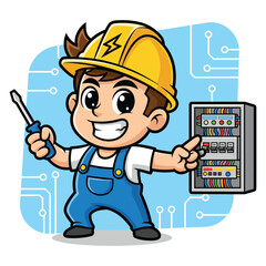 Cute Electrician Panel Screwdriver Circuit Logo
