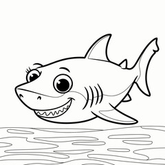 Obraz premium Delightful line drawing of a happy shark illustration scalable vector graphic for general use silhouette