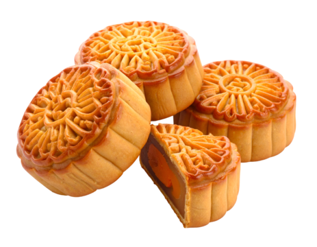 Chinese confectionery mooncake on transparent png