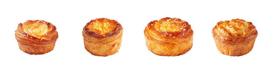 Delicious Golden Brown Puff Pastry Treats with Creamy Center, Isolated PNG Set Transparent Background