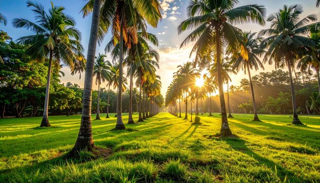 Coconut Trees in Sunset