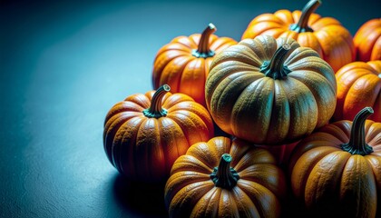 Closeup of the bright orange pumpkins ready to be carved for Halloween
