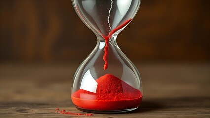 A cracked hourglass with red sand, symbolizing urgent health warnings in midlife.