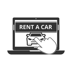 Laptop Rent a car icon isolated on transparent background