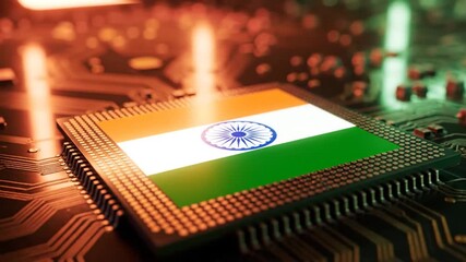 India's Digital Future: Advanced Microchip Technology Symbolizing National Progress and Innovation - Powered by Adobe