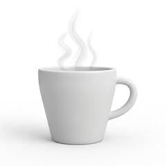 White coffee cup with steam isolated on white background