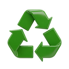 Green recycling symbol isolated on white background